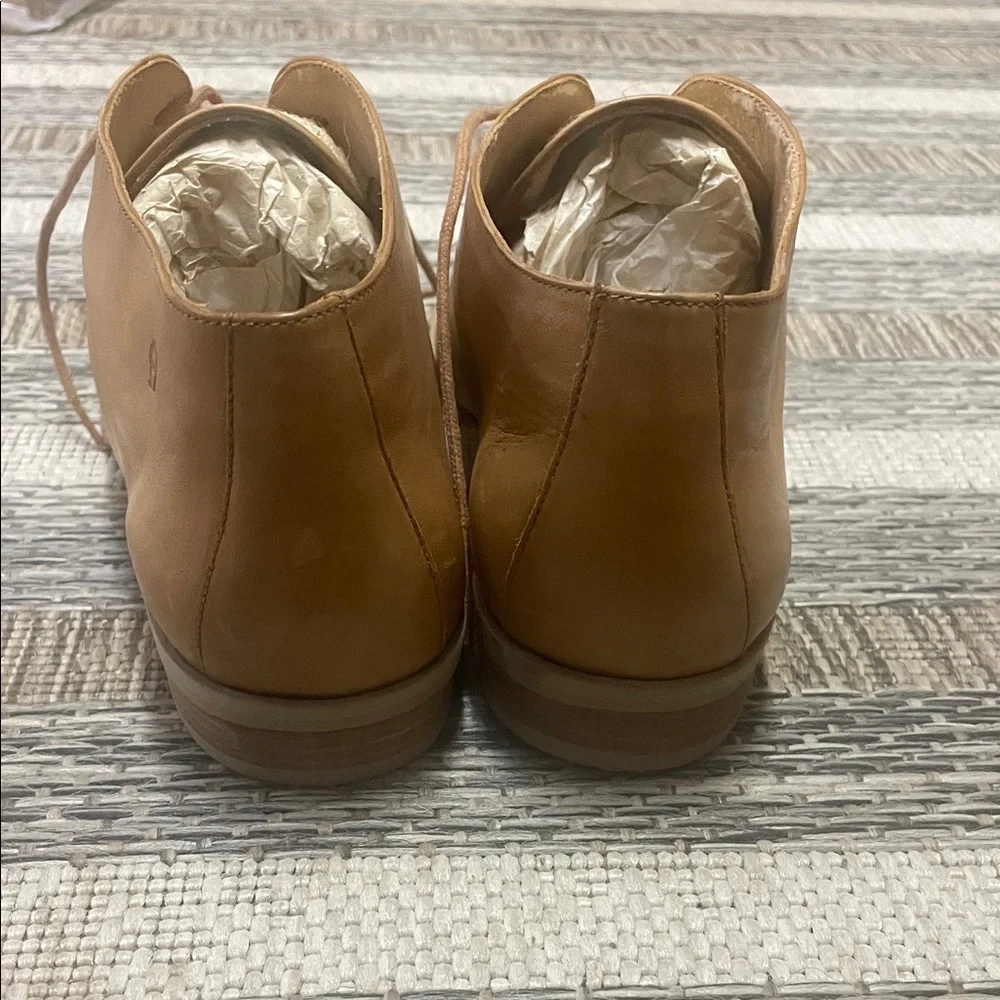 Etienne Aigner Vintage Ankle Boots Tan Leather Risa Oxford Linen